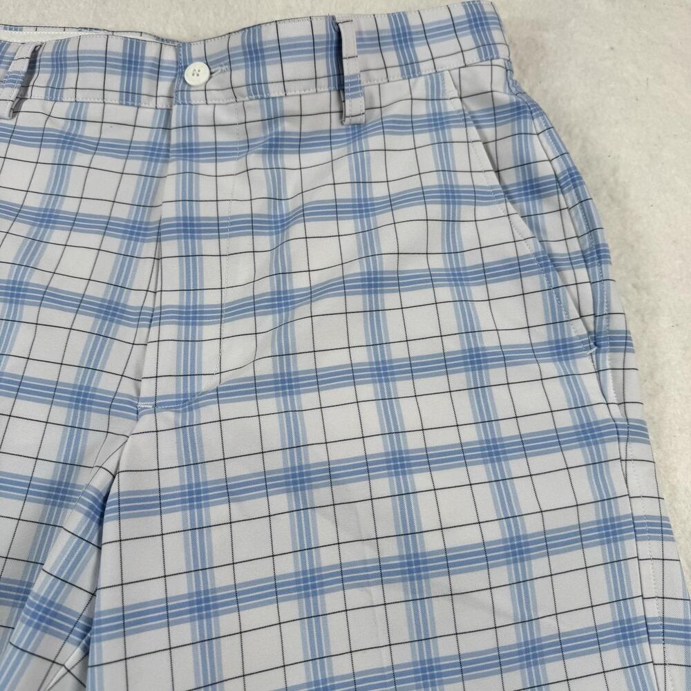 FootJoy Shorts Mens Size 32 Blue Plaid Chino Golf Stretch Microfiber Pockets - Picture 2 of 9